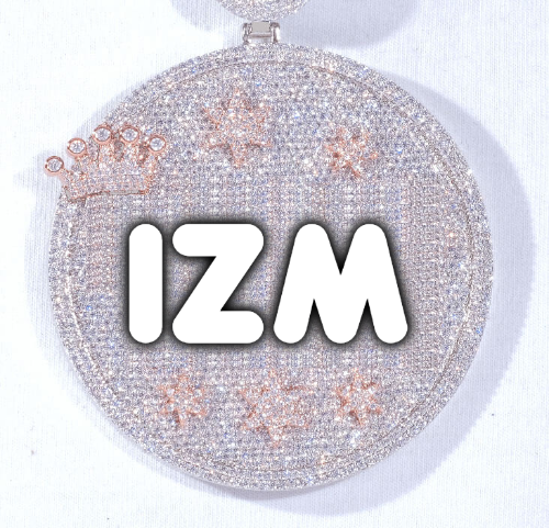CUSTOM LETTER NECKLACE 3D BIG CROWN DISC