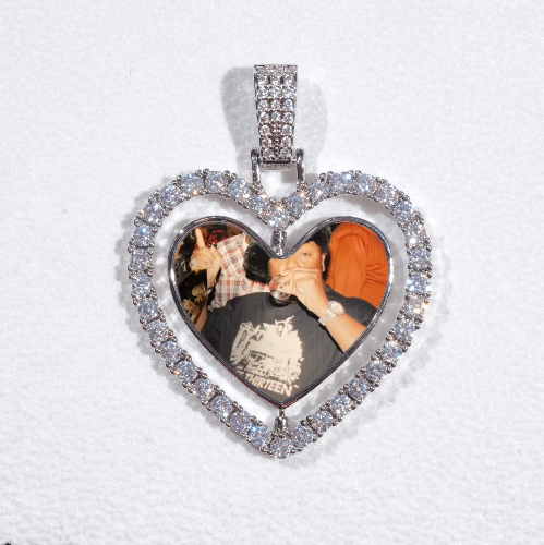 3D Spinning 2-Faced Heart Custom Picture Pendant