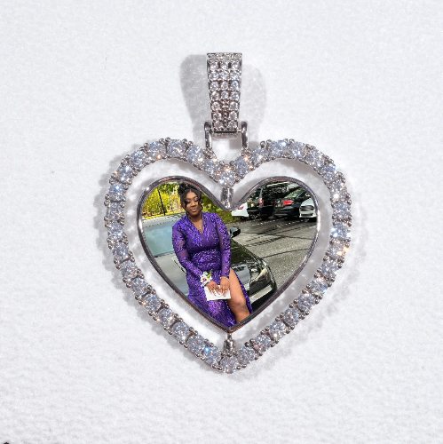 3D Spinning 2-Faced Heart Custom Picture Pendant