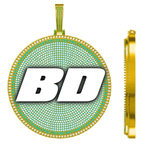CUSTOM LETTER NECKLACE 3D BIG DISC