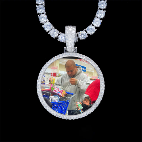 925S & VVS Moissanite 3D Circle Custom Picture Pendant