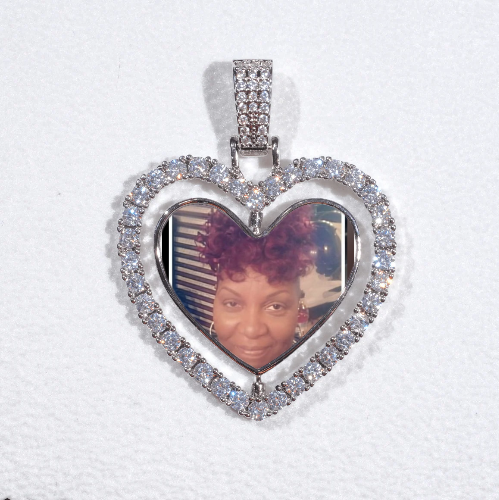 3D Spinning 2-Faced Heart Custom Picture Pendant