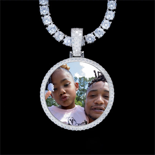 925S & VVS Moissanite 3D Circle Custom Picture Pendant