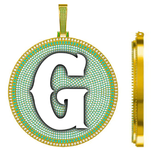 CUSTOM LETTER NECKLACE 3D BIG DISC