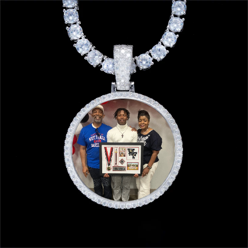 925S & VVS Moissanite 3D Circle Custom Picture Pendant