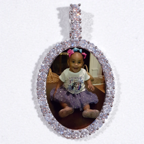 Large 3D Oval Custom Picture Pendant