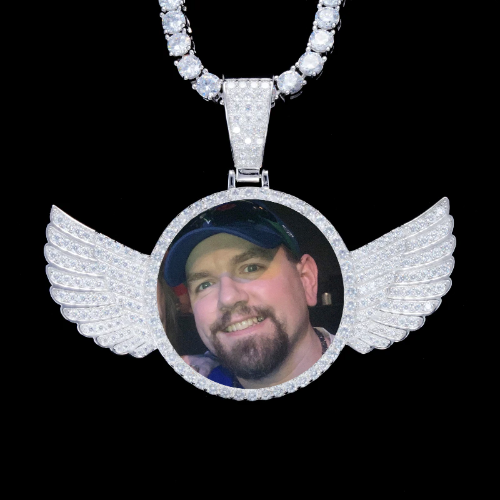 925S & VVS Moissanite 3D Wing Custom Picture Pendant