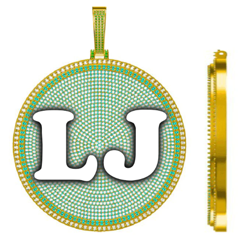 CUSTOM LETTER NECKLACE 3D BIG DISC