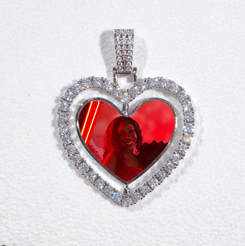 3D Spinning 2-Faced Heart Custom Picture Pendant