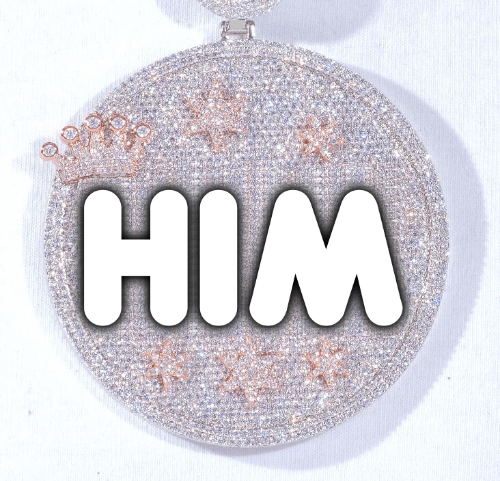 CUSTOM LETTER NECKLACE 3D BIG CROWN DISC
