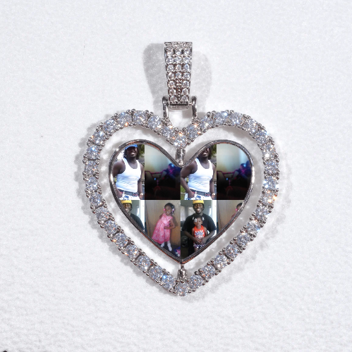 3D Spinning 2-Faced Heart Custom Picture Pendant