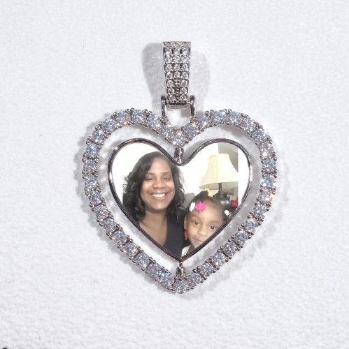 3D Spinning 2-Faced Heart Custom Picture Pendant