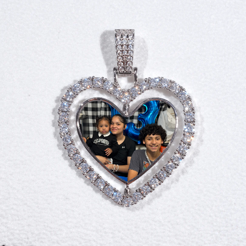 3D Spinning 2-Faced Heart Custom Picture Pendant
