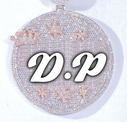 CUSTOM LETTER NECKLACE 3D BIG CROWN DISC