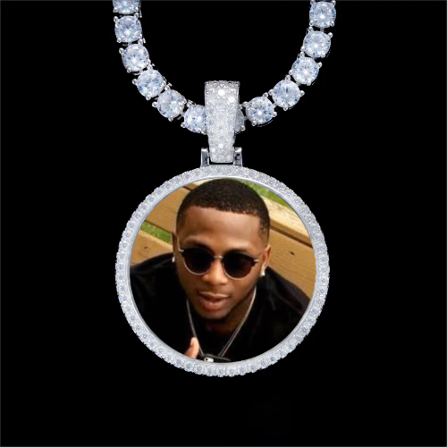 925S & VVS Moissanite 3D Circle Custom Picture Pendant