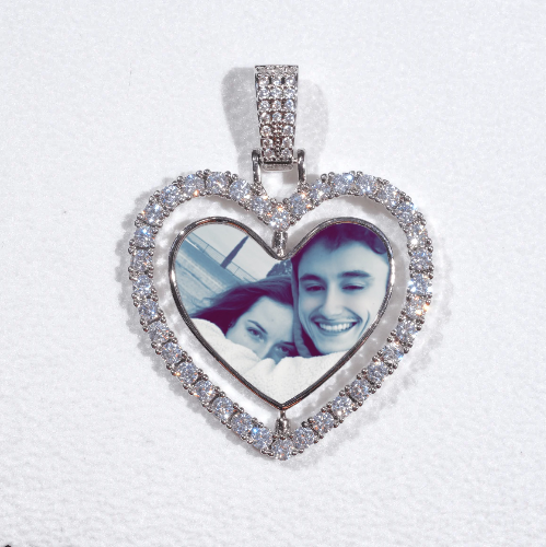 3D Spinning 2-Faced Heart Custom Picture Pendant