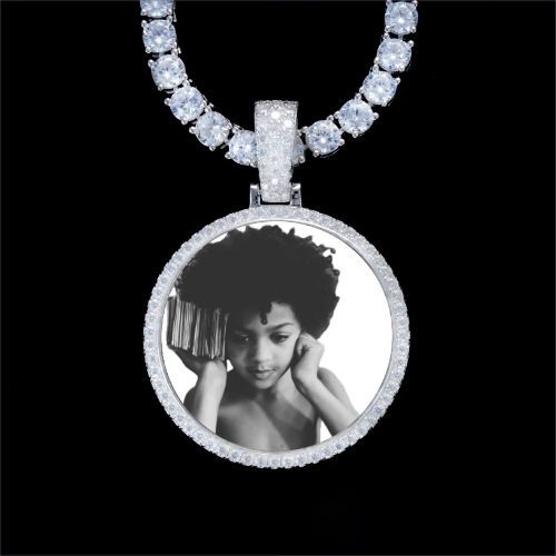 925S & VVS Moissanite 3D Circle Custom Picture Pendant