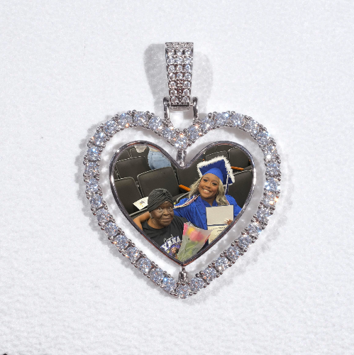 3D Spinning 2-Faced Heart Custom Picture Pendant