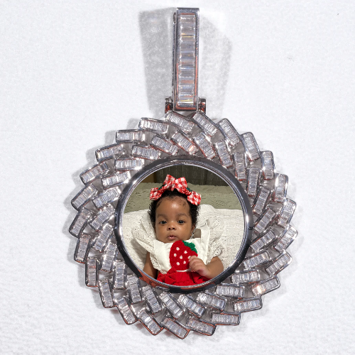 Large 3D Baguette Custom Picture Pendant