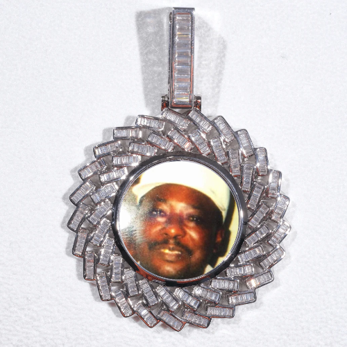 Large 3D Baguette Custom Picture Pendant