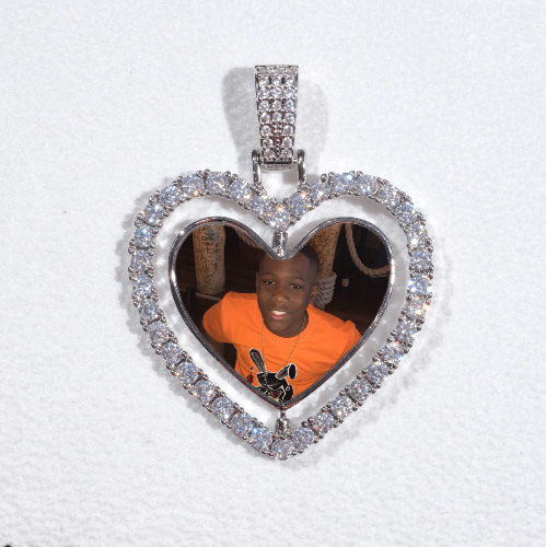 3D Spinning 2-Faced Heart Custom Picture Pendant