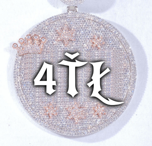 CUSTOM LETTER NECKLACE 3D BIG CROWN DISC