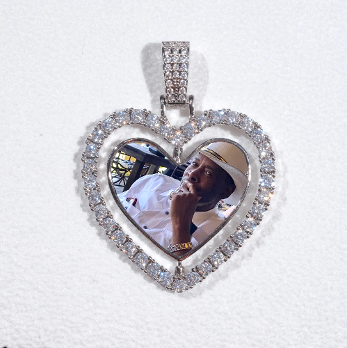 3D Spinning 2-Faced Heart Custom Picture Pendant