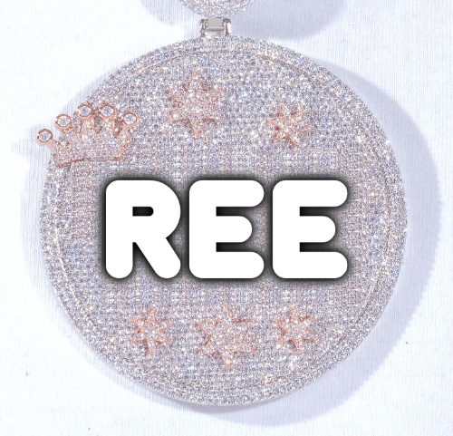 CUSTOM LETTER NECKLACE 3D BIG CROWN DISC