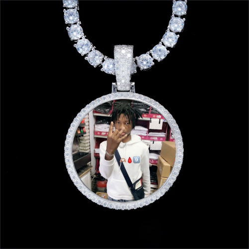 925S & VVS Moissanite 3D Circle Custom Picture Pendant