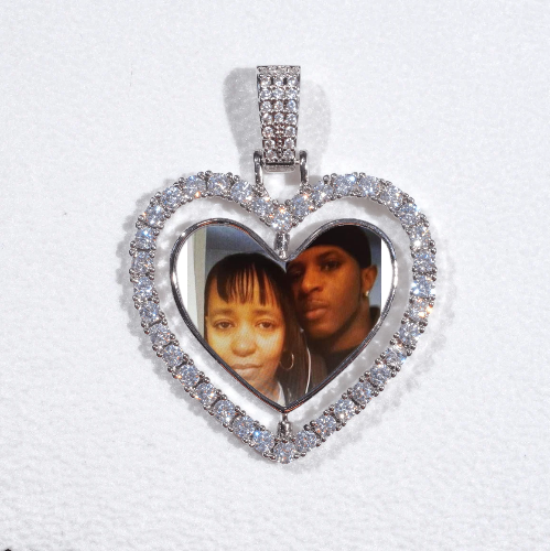 3D Spinning 2-Faced Heart Custom Picture Pendant