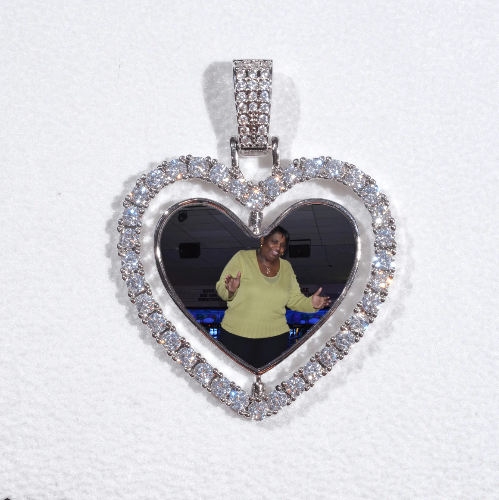 3D Spinning 2-Faced Heart Custom Picture Pendant