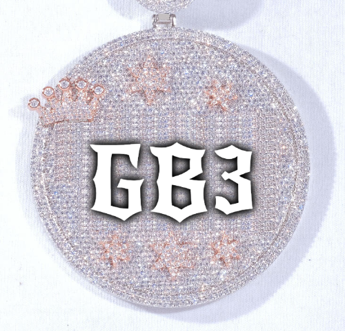 CUSTOM LETTER NECKLACE 3D BIG CROWN DISC