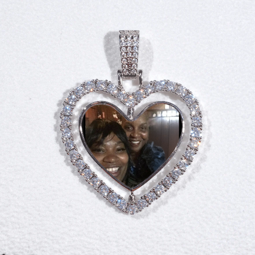3D Spinning 2-Faced Heart Custom Picture Pendant