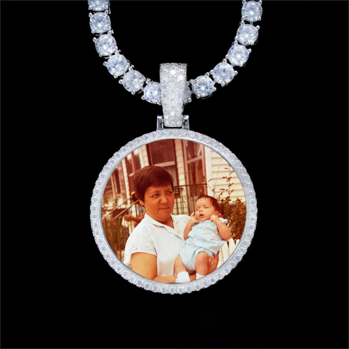 925S & VVS Moissanite 3D Circle Custom Picture Pendant