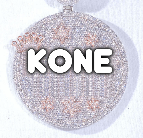 CUSTOM LETTER NECKLACE 3D BIG CROWN DISC