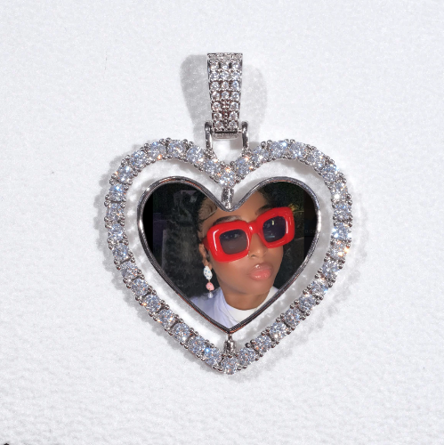 3D Spinning 2-Faced Heart Custom Picture Pendant
