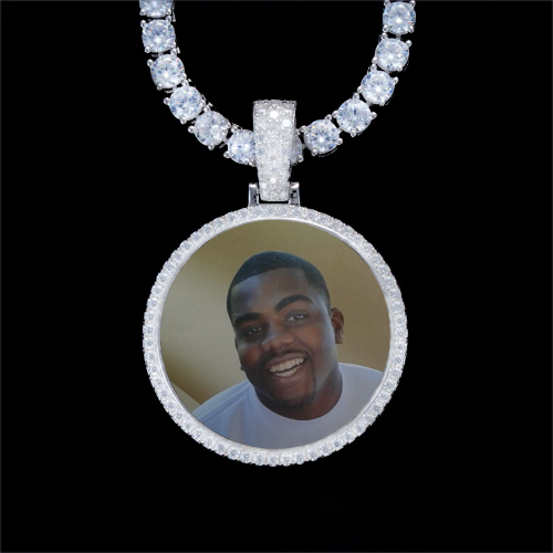 925S & VVS Moissanite 3D Circle Custom Picture Pendant