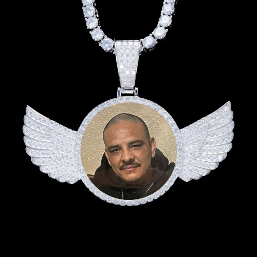 925S & VVS Moissanite 3D Wing Custom Picture Pendant