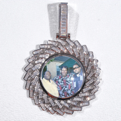 Large 3D Baguette Custom Picture Pendant