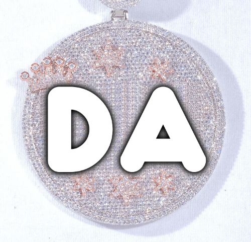CUSTOM LETTER NECKLACE 3D BIG CROWN DISC