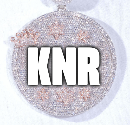 CUSTOM LETTER NECKLACE 3D BIG CROWN DISC