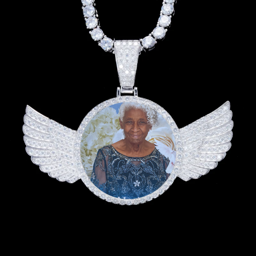 925S & VVS Moissanite 3D Wing Custom Picture Pendant