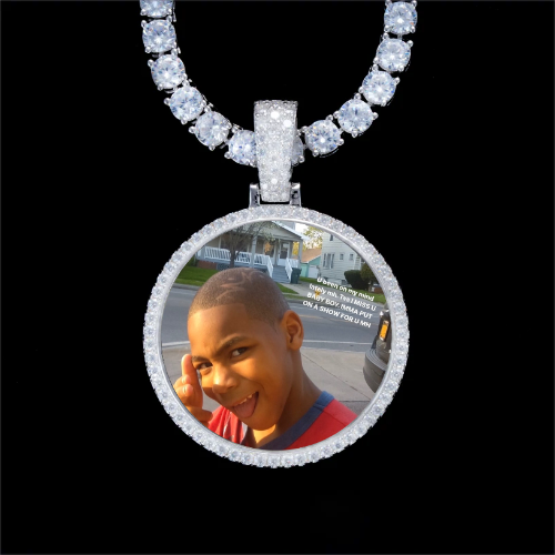 925S & VVS Moissanite 3D Circle Custom Picture Pendant