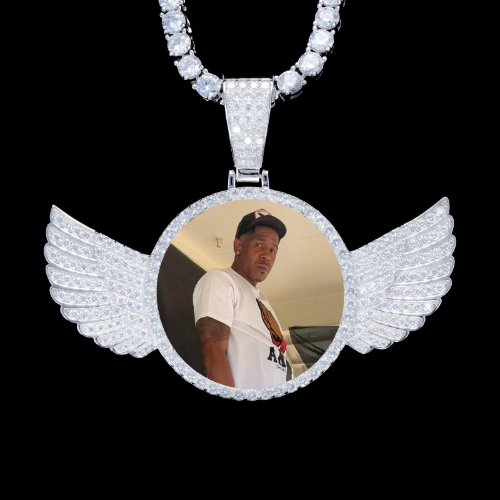 925S & VVS Moissanite 3D Wing Custom Picture Pendant