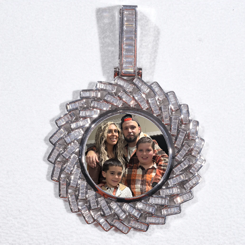 Large 3D Baguette Custom Picture Pendant