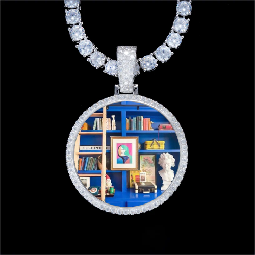 925S & VVS Moissanite 3D Circle Custom Picture Pendant