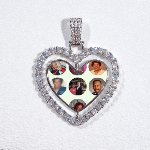 3D Spinning 2-Faced Heart Custom Picture Pendant