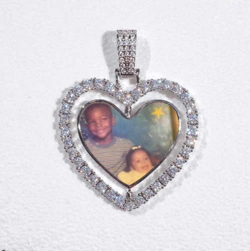 3D Spinning 2-Faced Heart Custom Picture Pendant