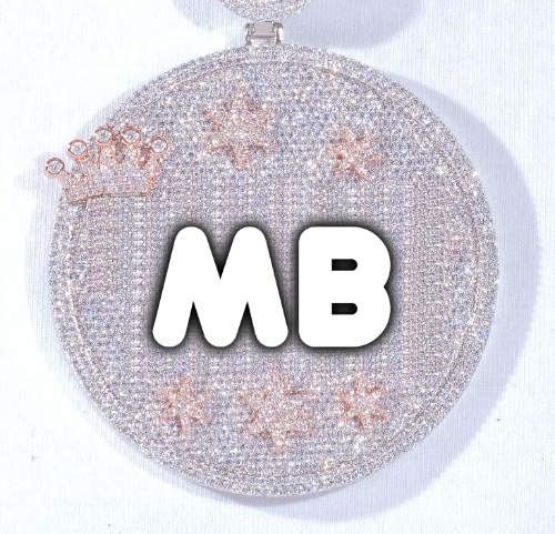 CUSTOM LETTER NECKLACE 3D BIG CROWN DISC