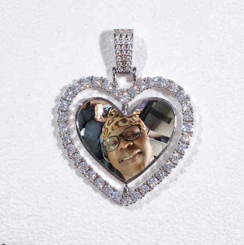 3D Spinning 2-Faced Heart Custom Picture Pendant